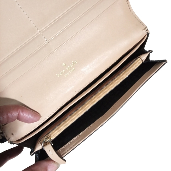 Kate Spade Women's Black Leather Wristlet Wallet Clutch Zip Organizer Bag - Picture 3 of 7